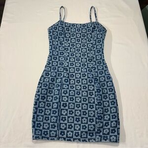 Vintage Divided / H&M Blue Floral Mini Jean Dress